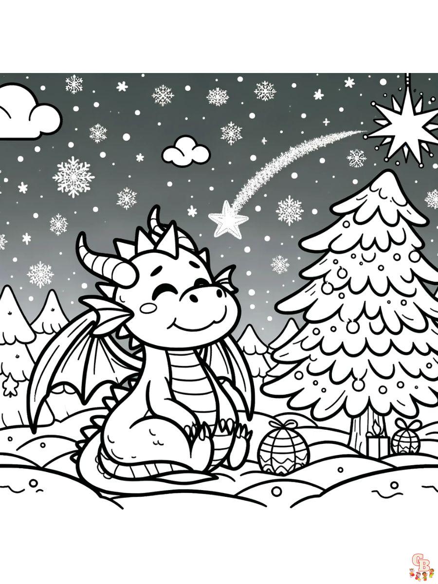 christmas dragon coloring pages for kids