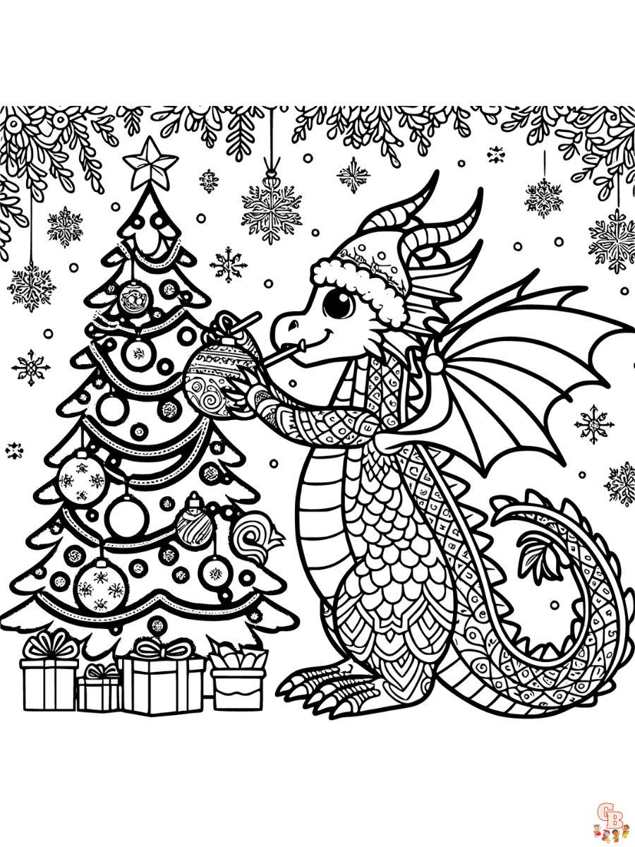 christmas dragon coloring pages free