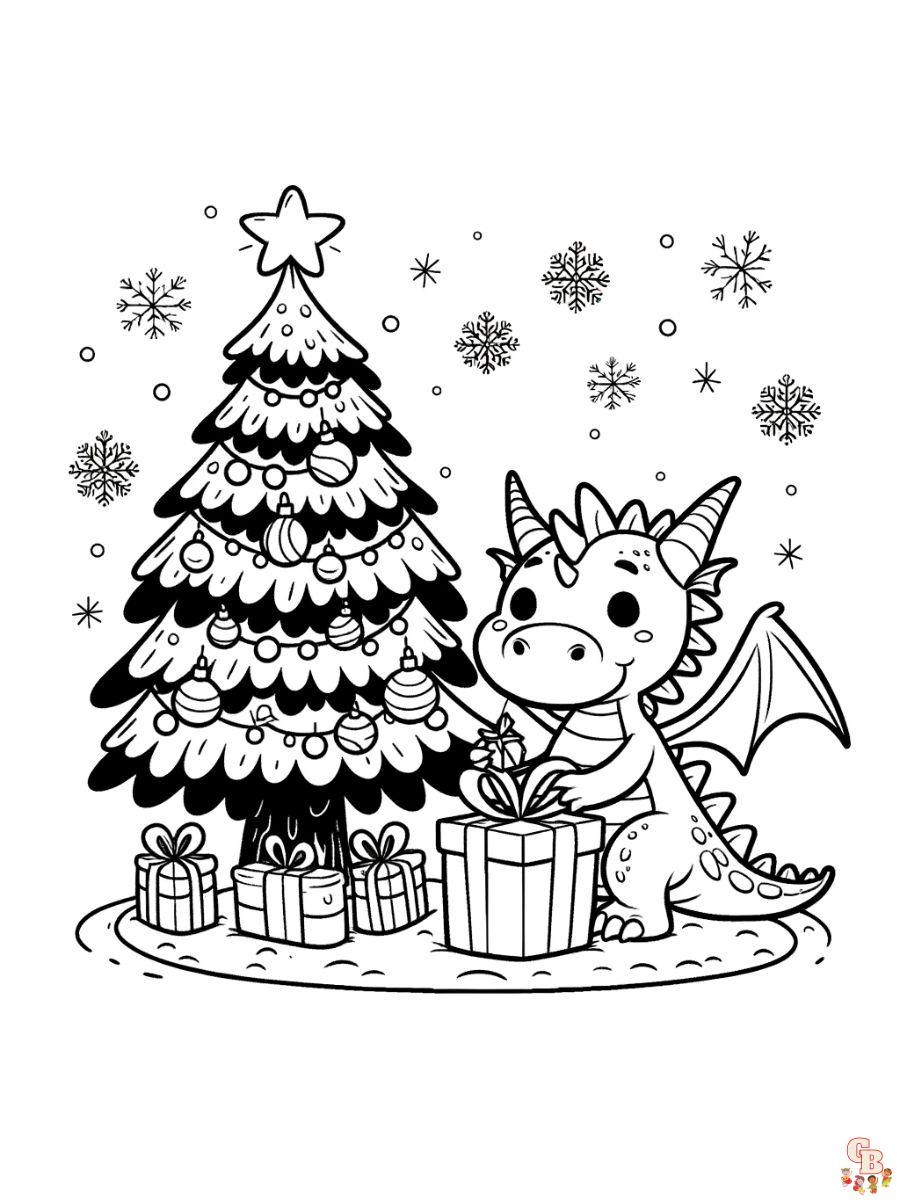 christmas dragon coloring pages to print