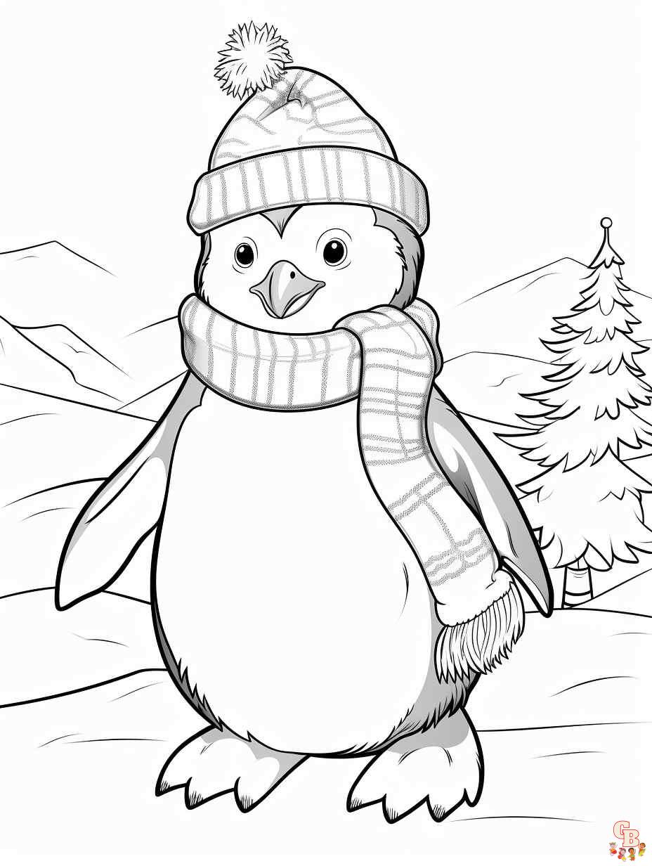 christmas penguin coloring page