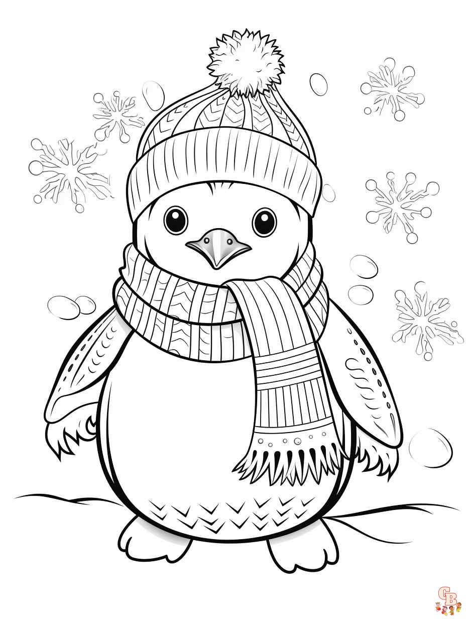 christmas penguin coloring pages