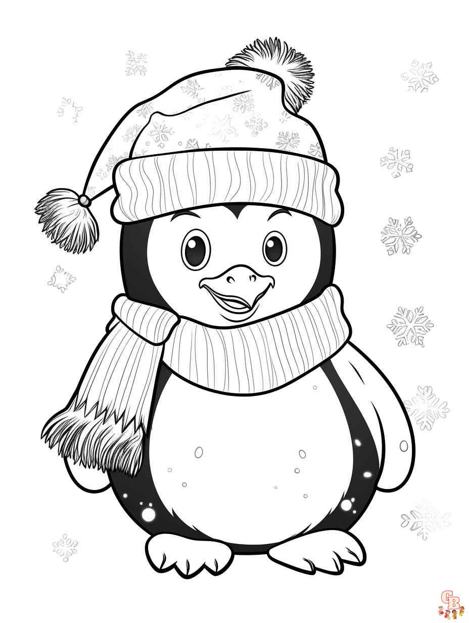 christmas penguins coloring pages