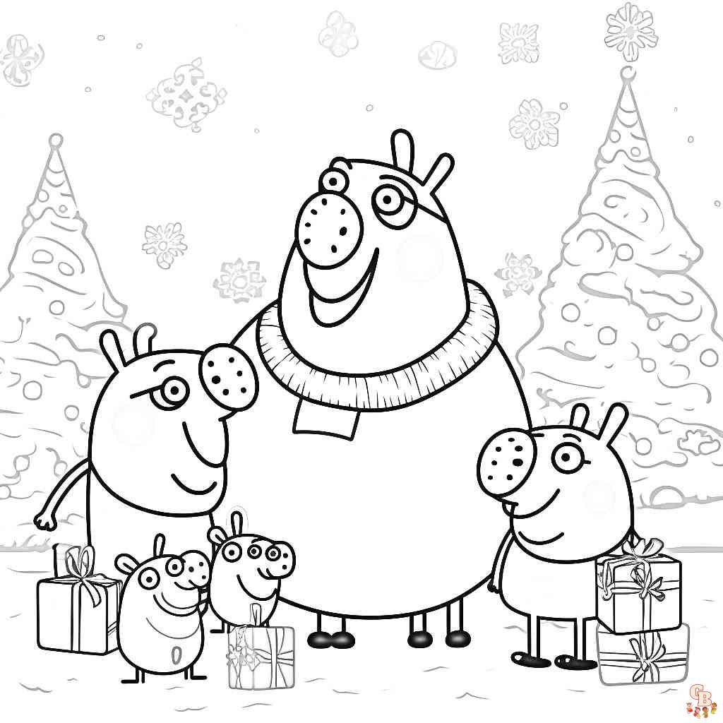 christmas peppa pig coloring page