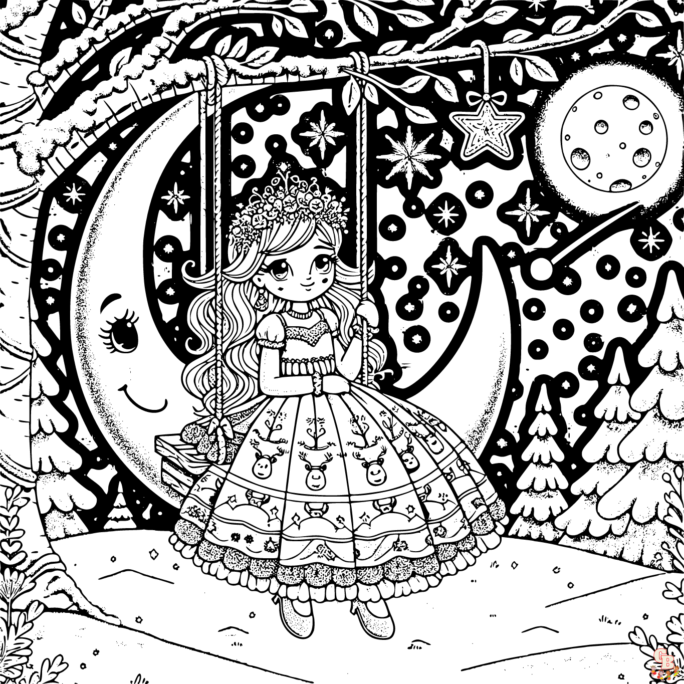 christmas princess coloring page