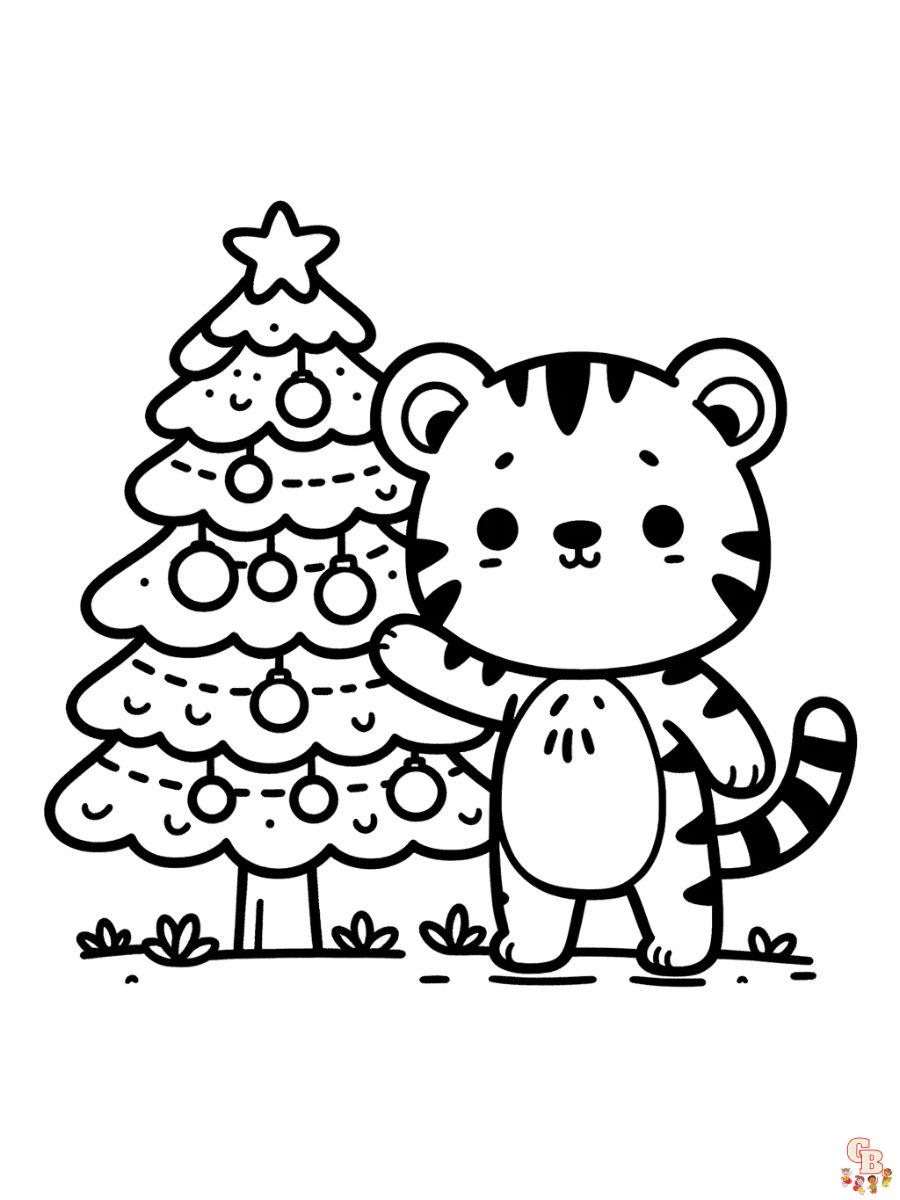 christmas tiger coloring pages printable