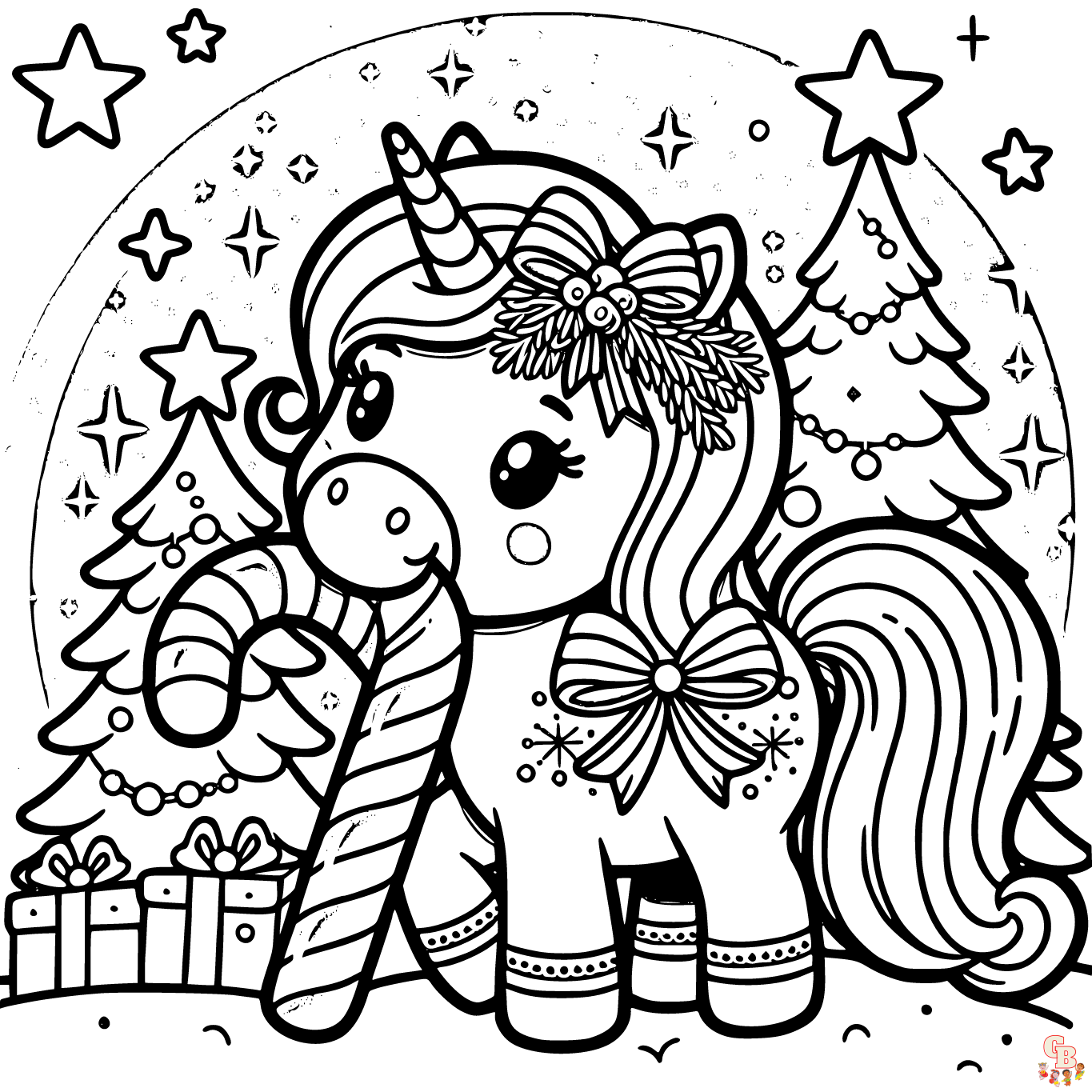 christmas unicorn coloring pages