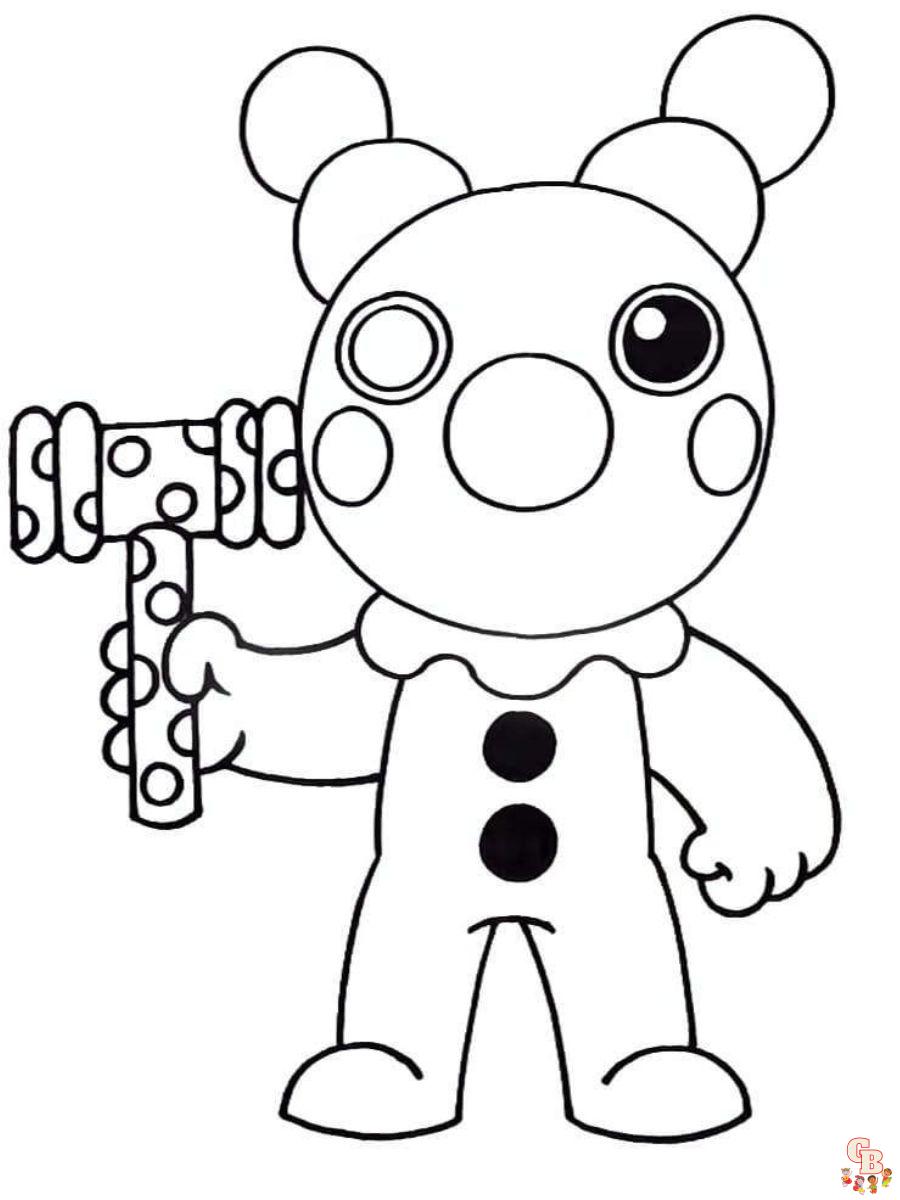 clowny piggy coloring pages