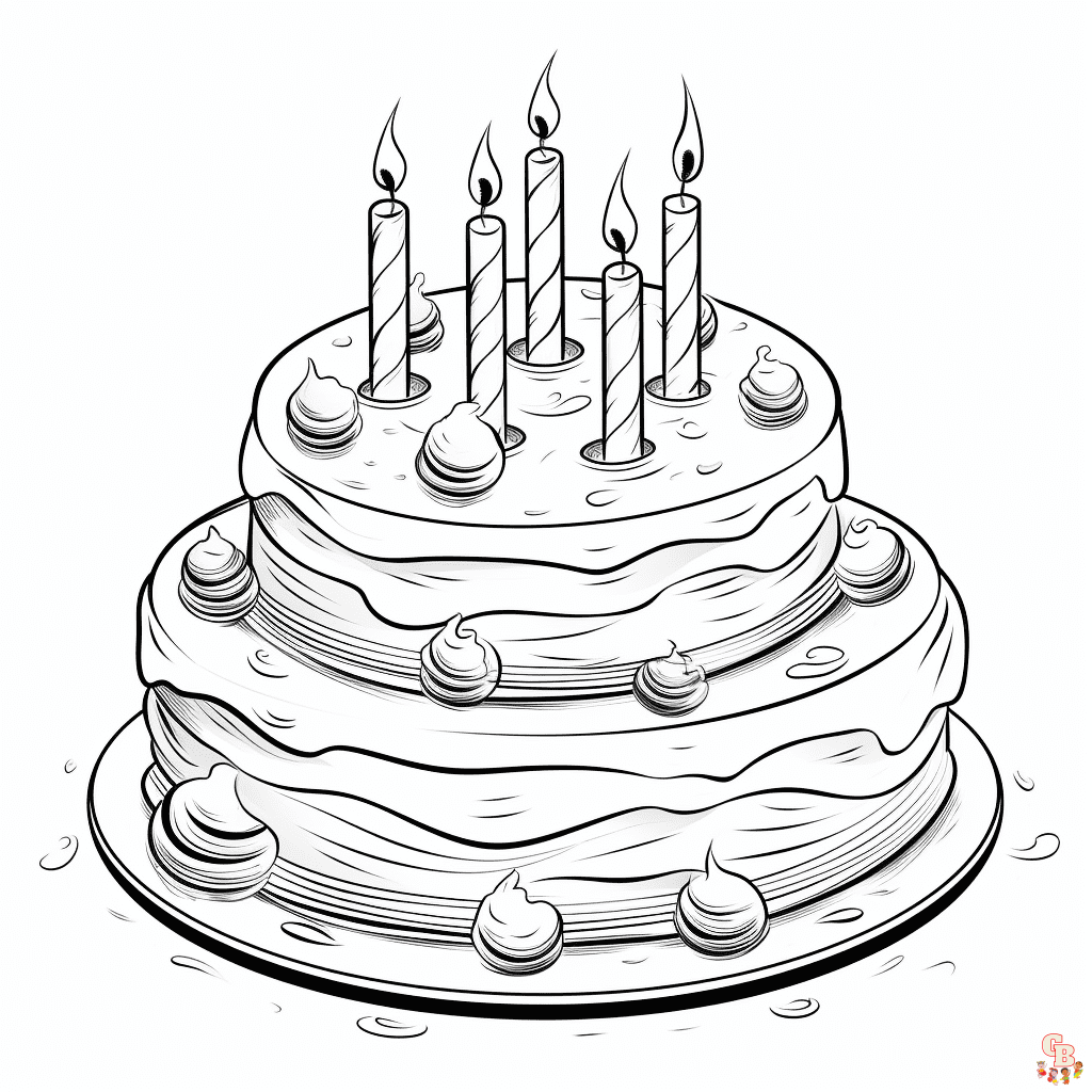 coloring page birthday cake