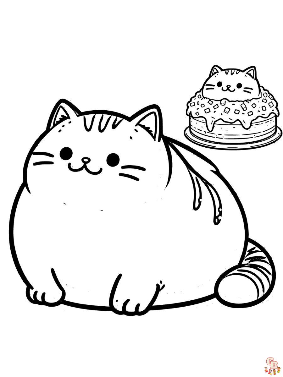 coloring page cat fat