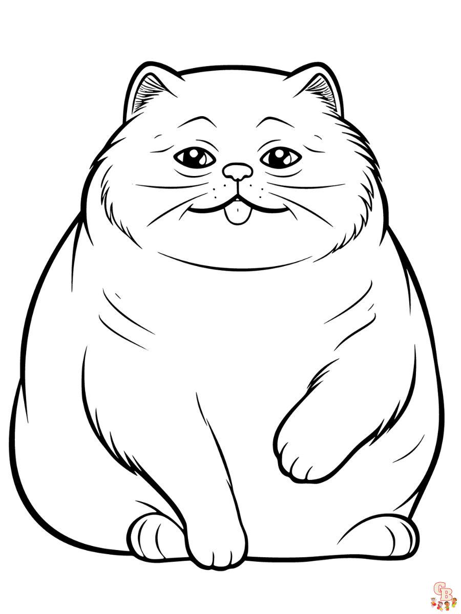 coloring page fat cat