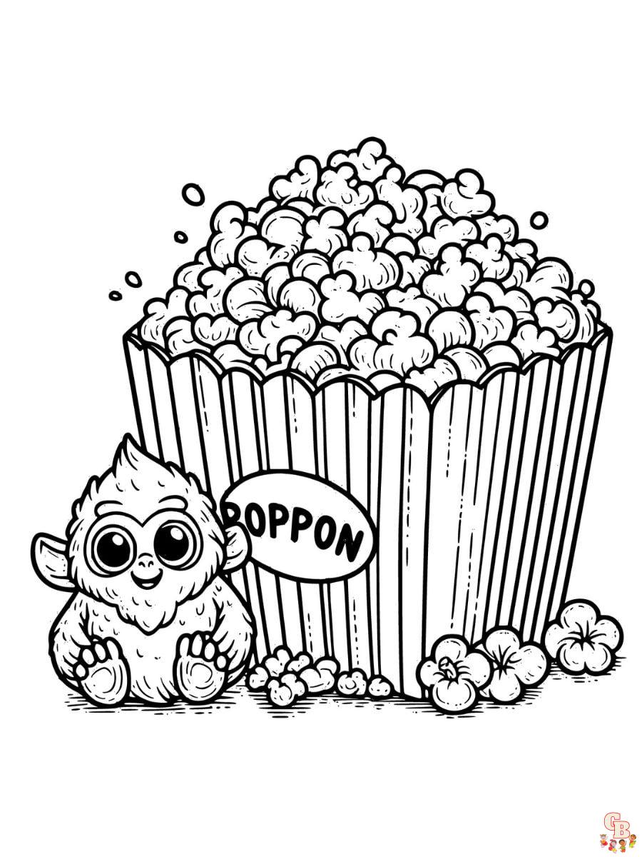 coloring page popcorn