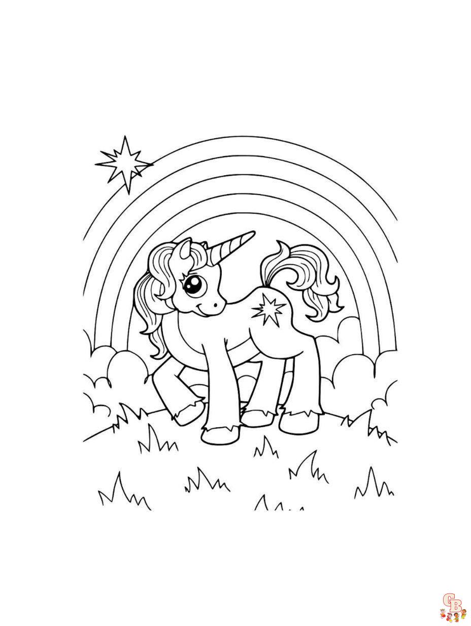 coloring page unicorn rainbow