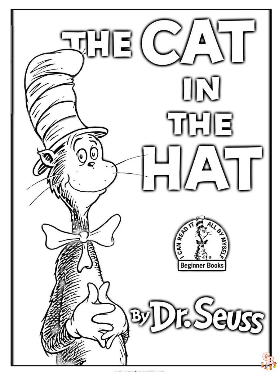 coloring pages cat in the hat