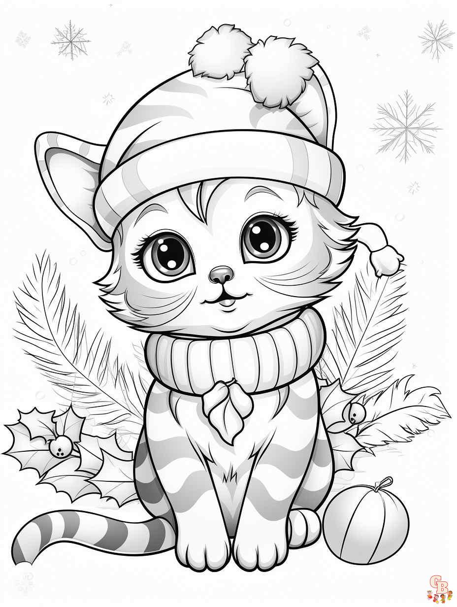 coloring pages christmas cats