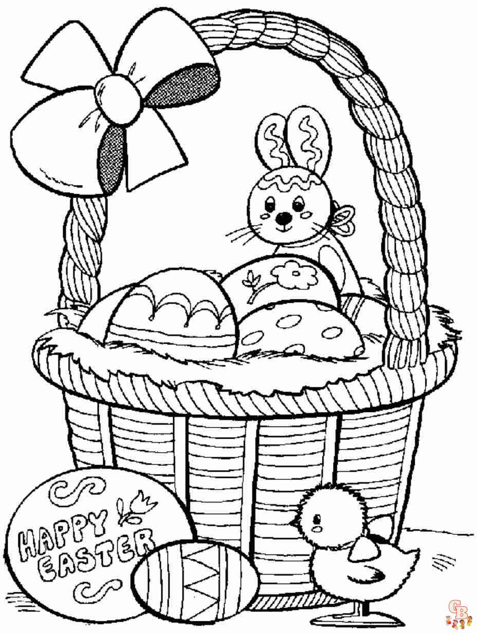 coloring pages easter eggs basket