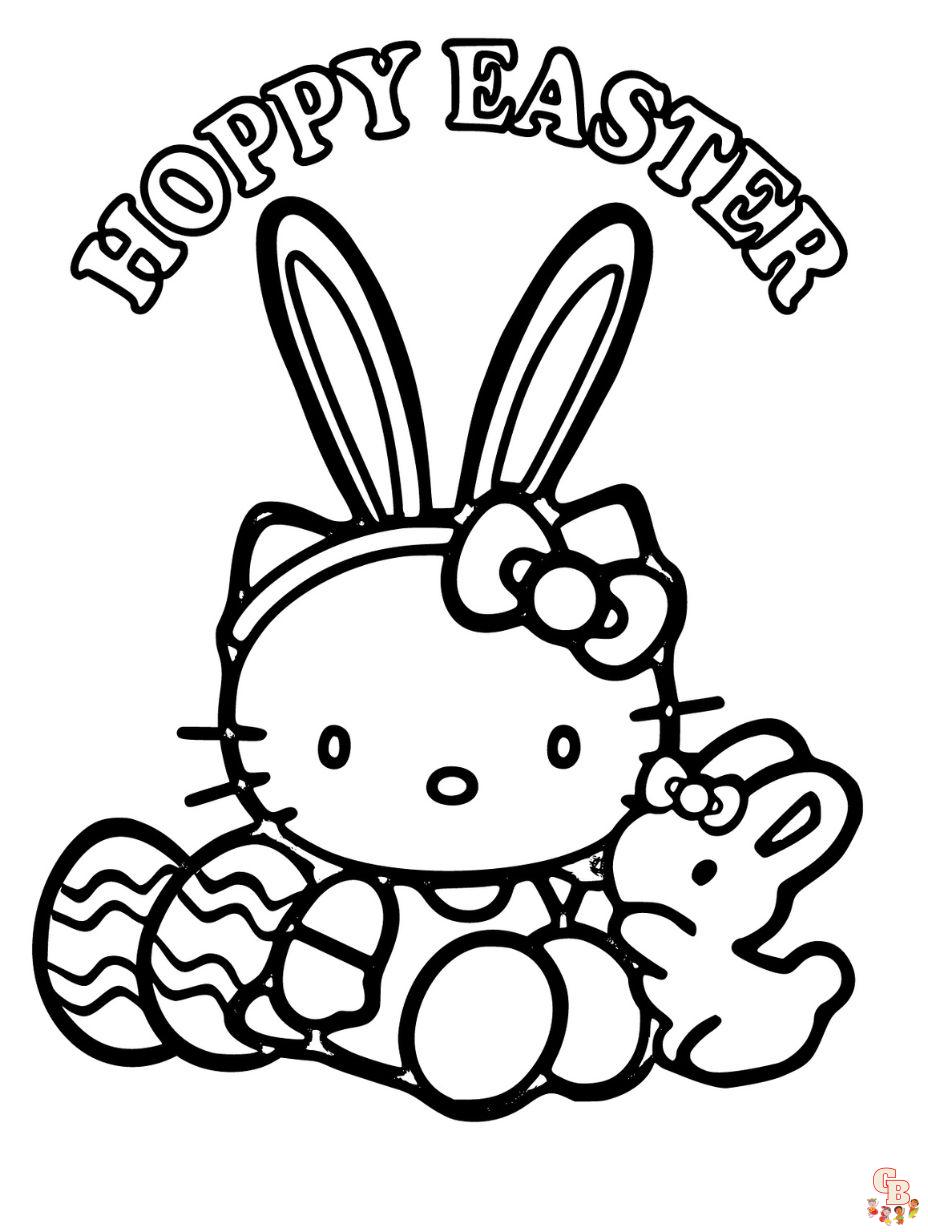 coloring pages hello kitty easter