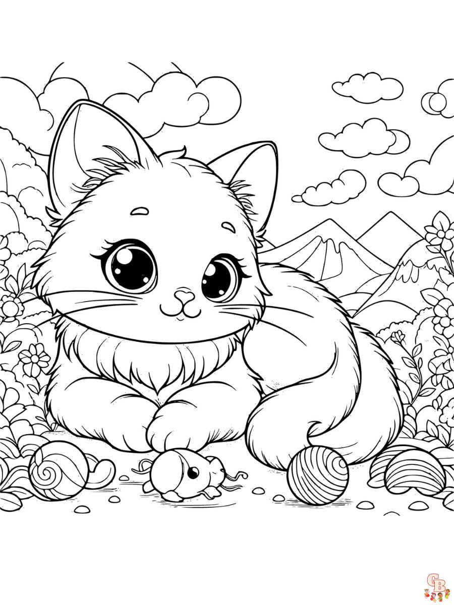 coloring pages nature cat