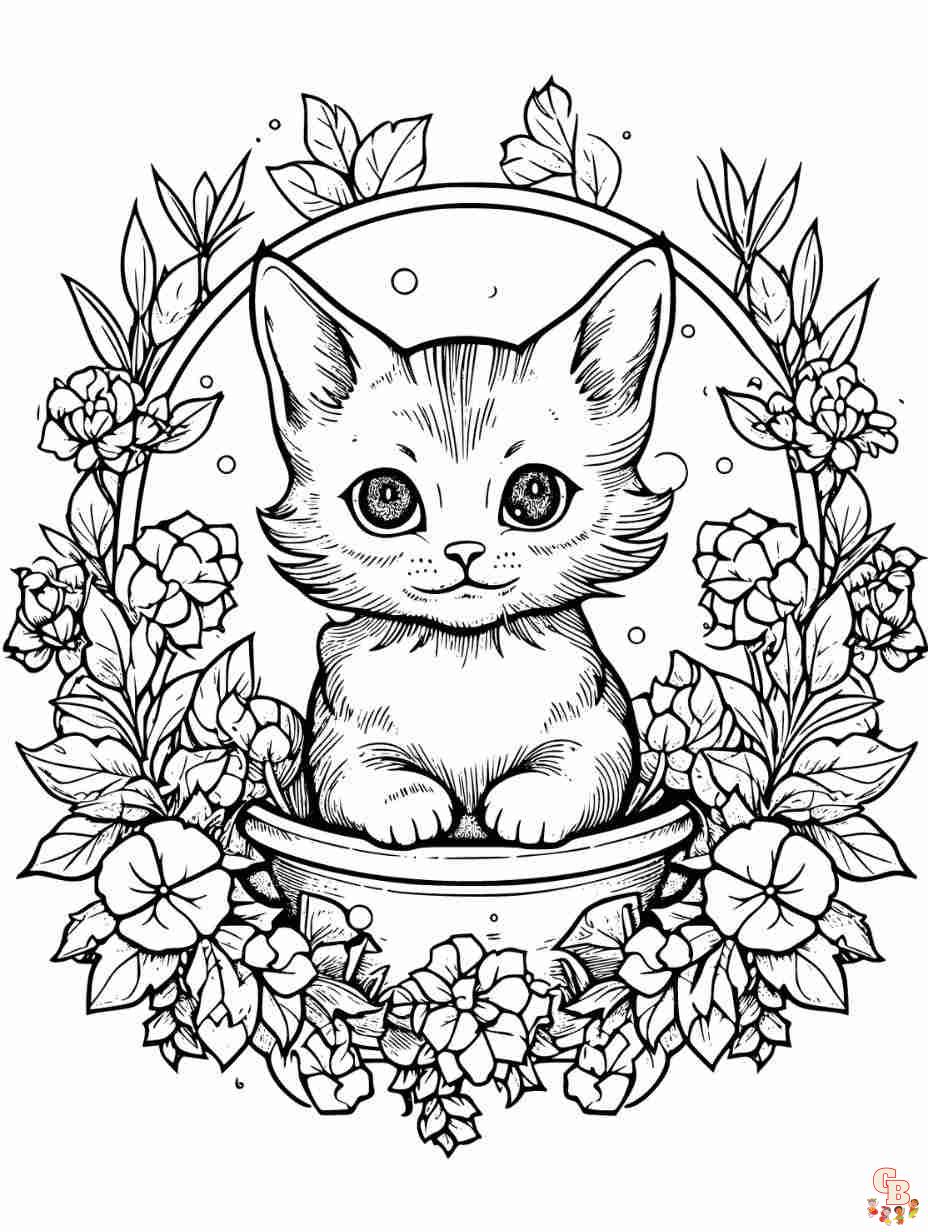 coloring pages of cute cats