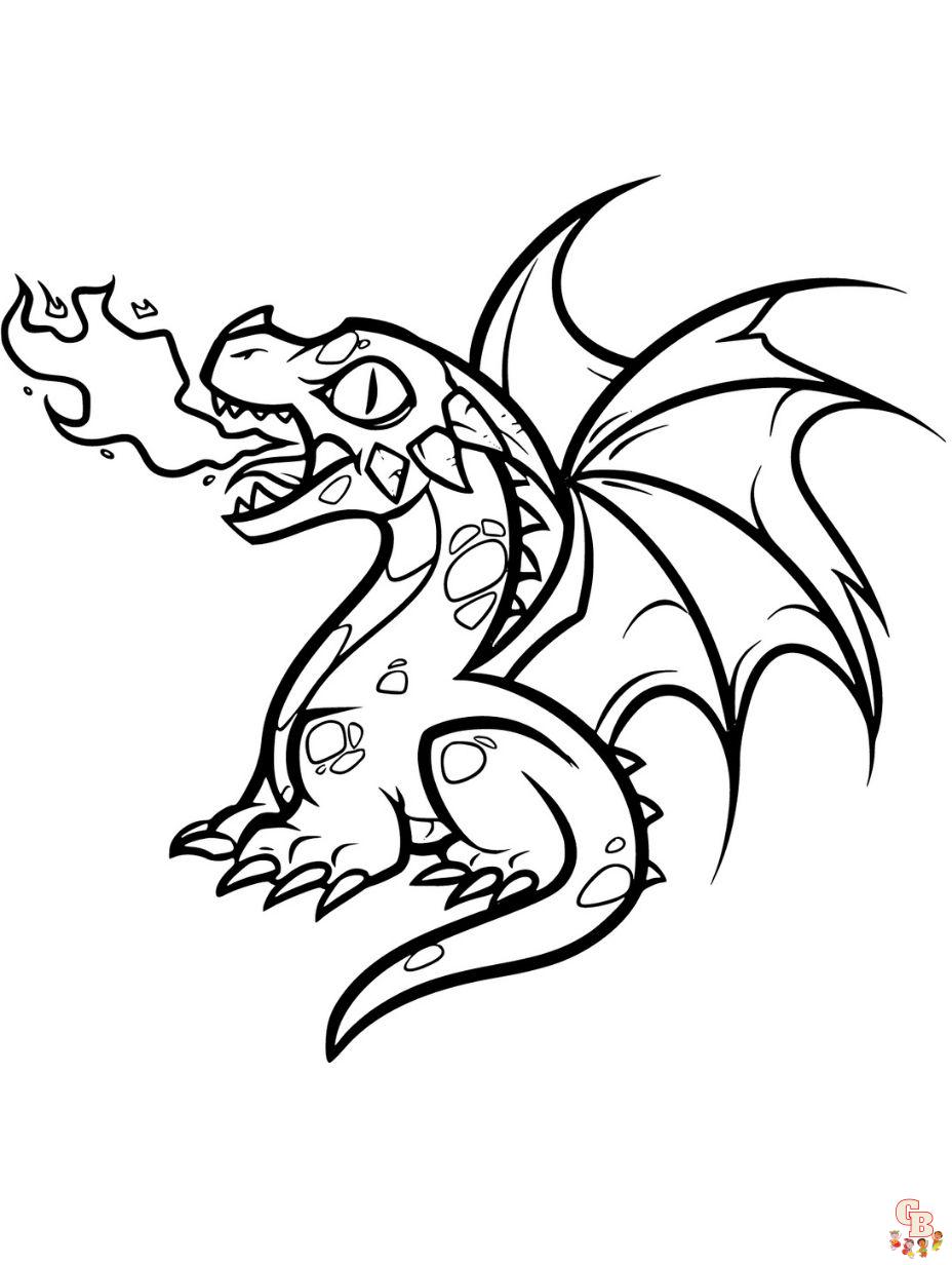 coloring pages of dragons breathing fire