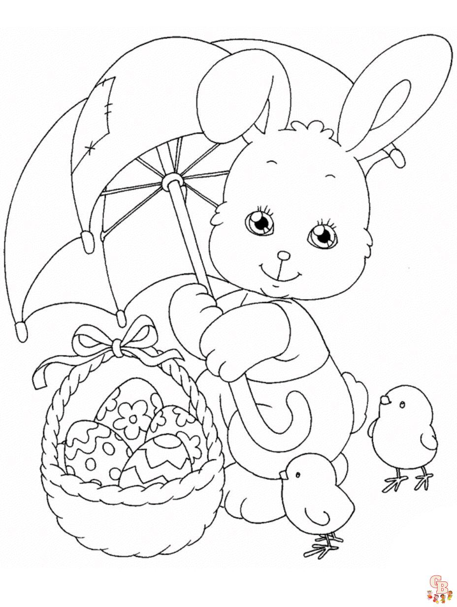 coloring pages of easter eggs and bunnies