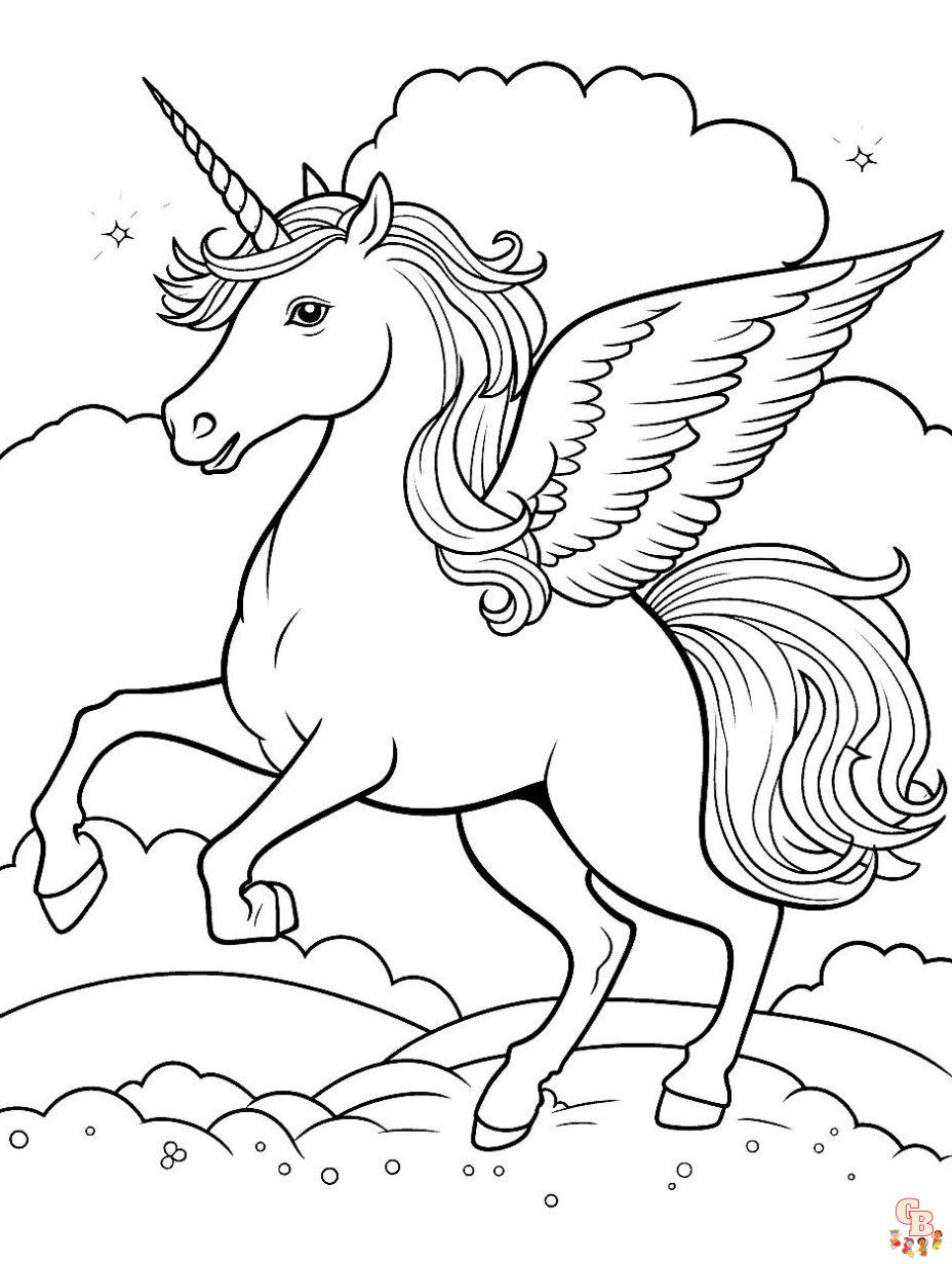 coloring pages of unicorns with wings