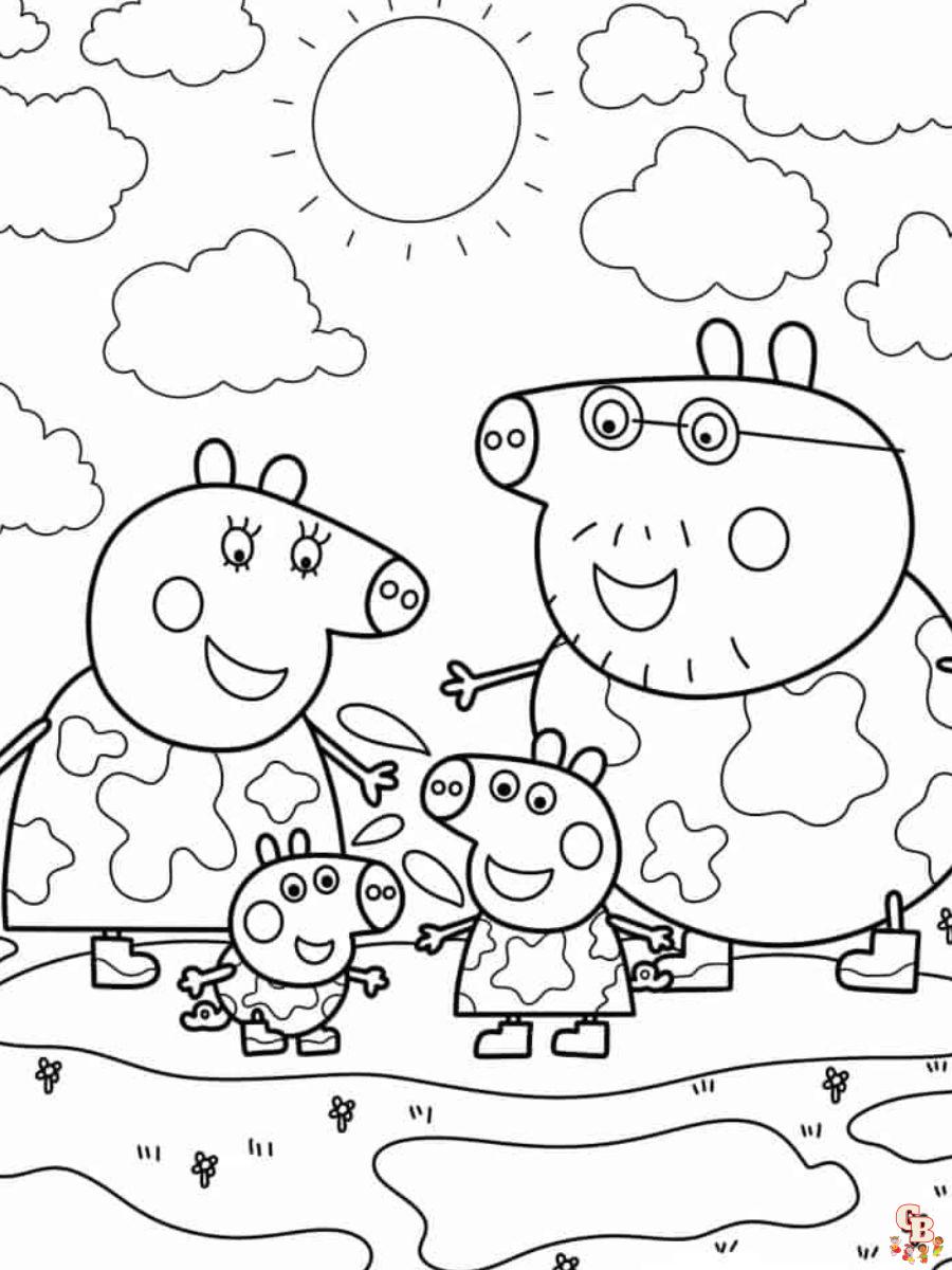 coloring pages peppa pig family free