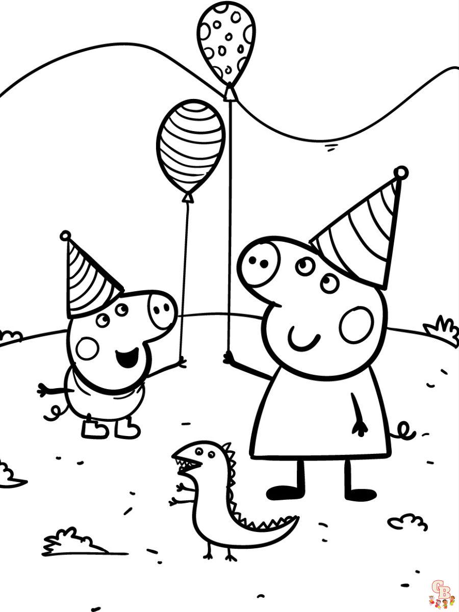 coloring pages peppa pig happy birthday Free
