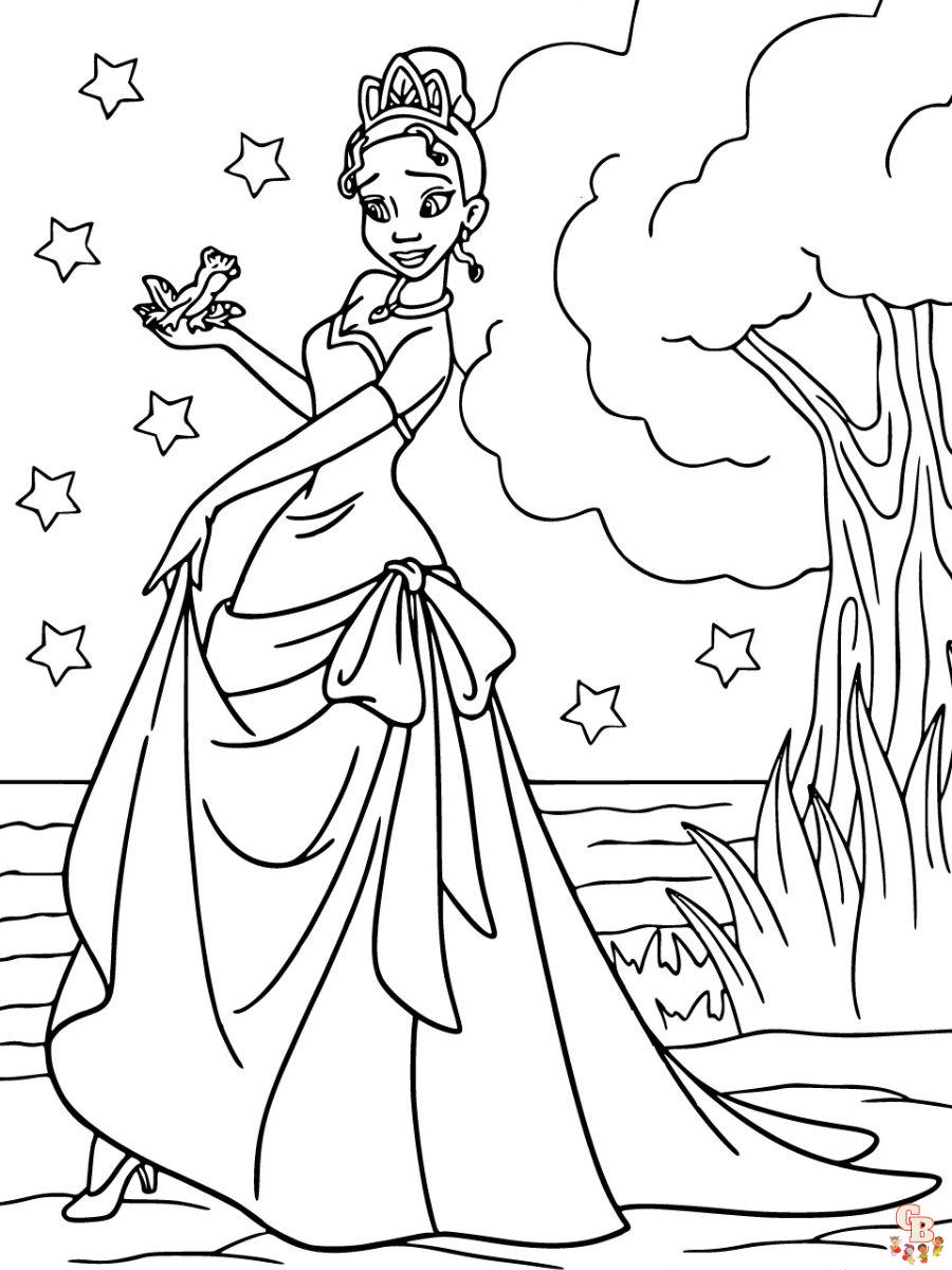 coloring pages princess tiana