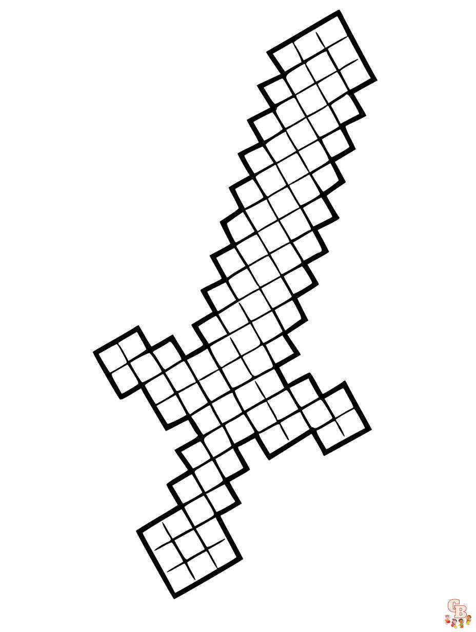 cool minecraft sword coloring pages