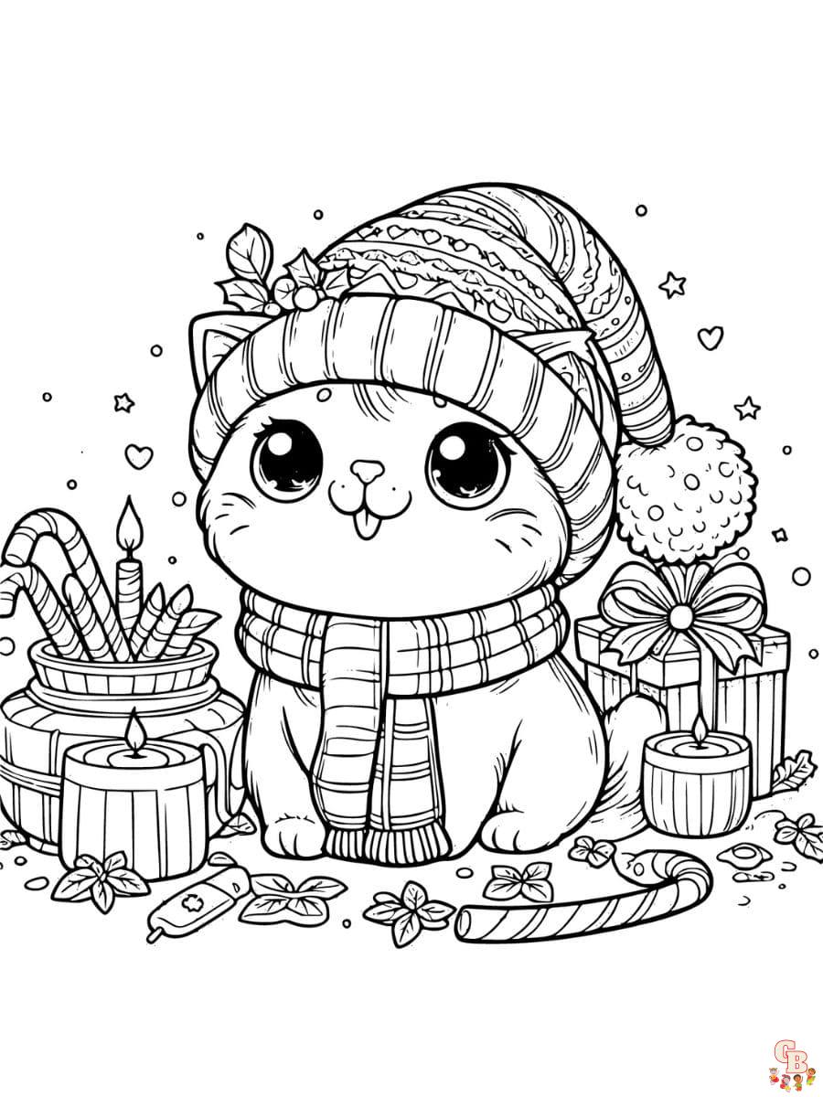 cute christmas cat coloring pages