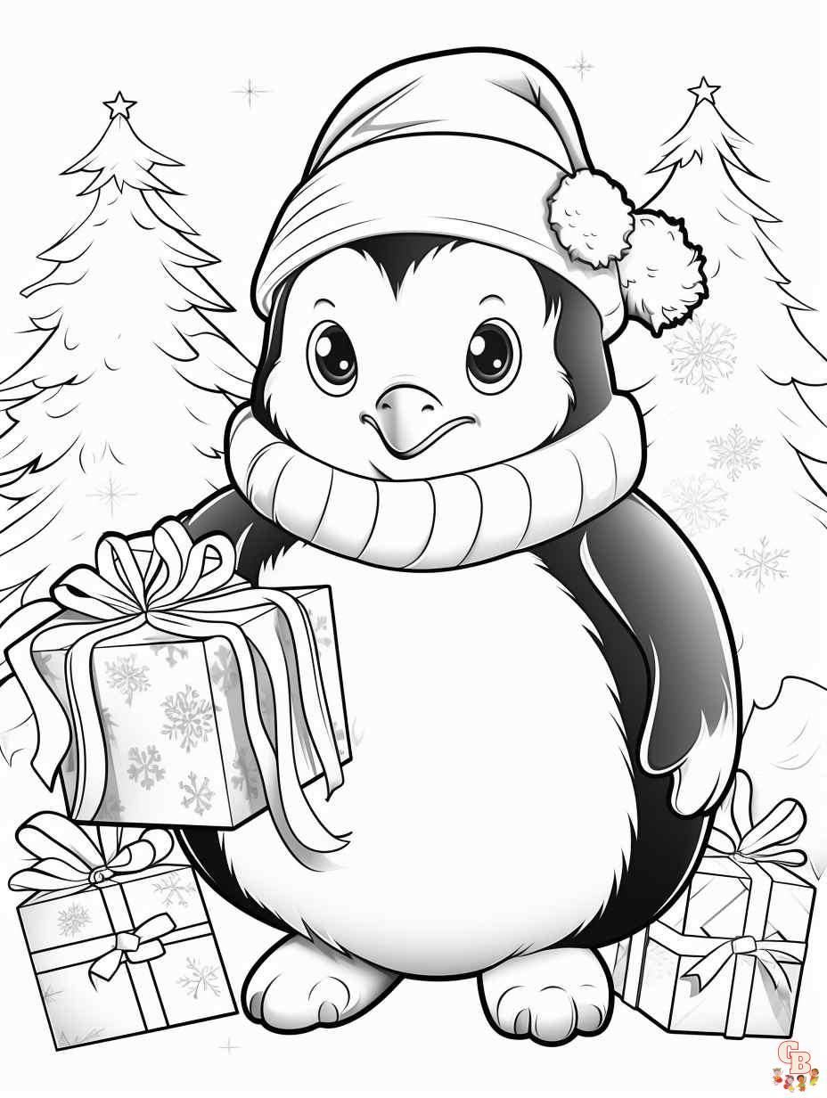 cute christmas penguin coloring pages