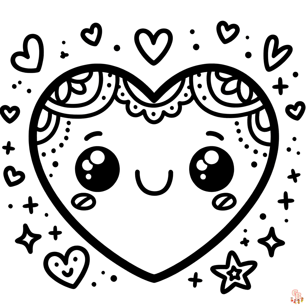 cute hearts coloring pages Free