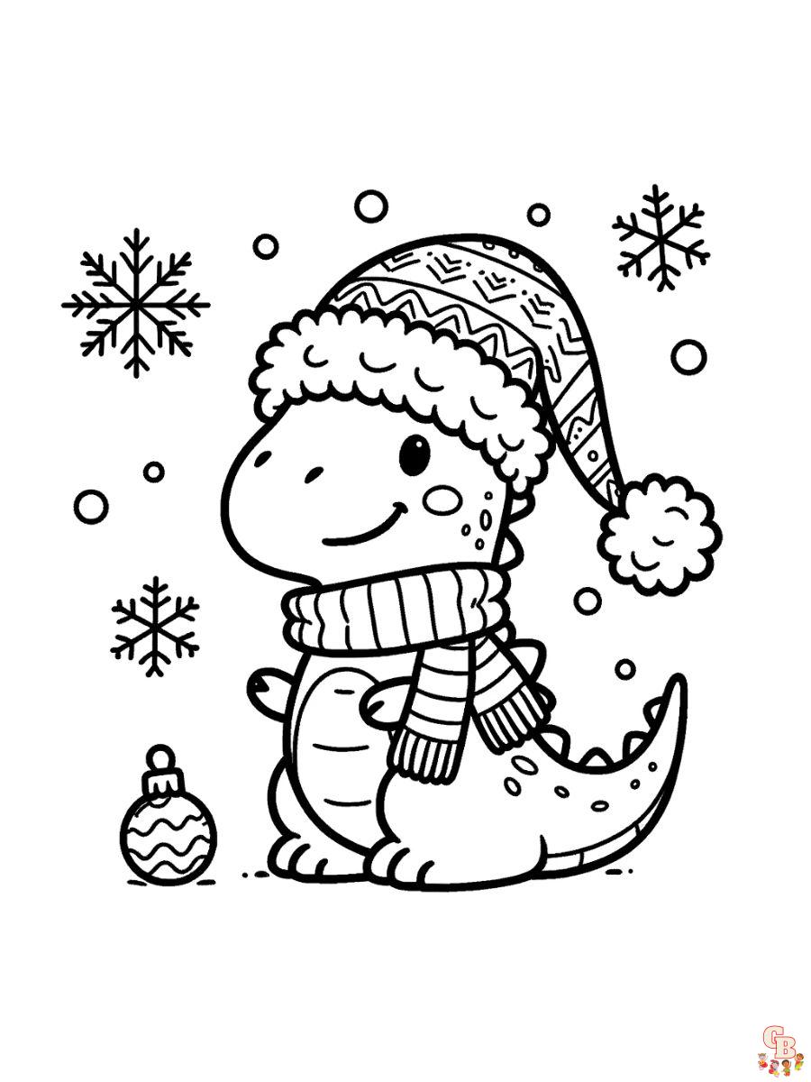 dinosaur coloring pages christmas free