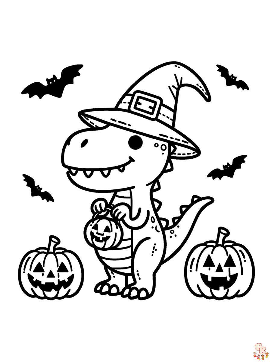 dinosaur halloween coloring pages