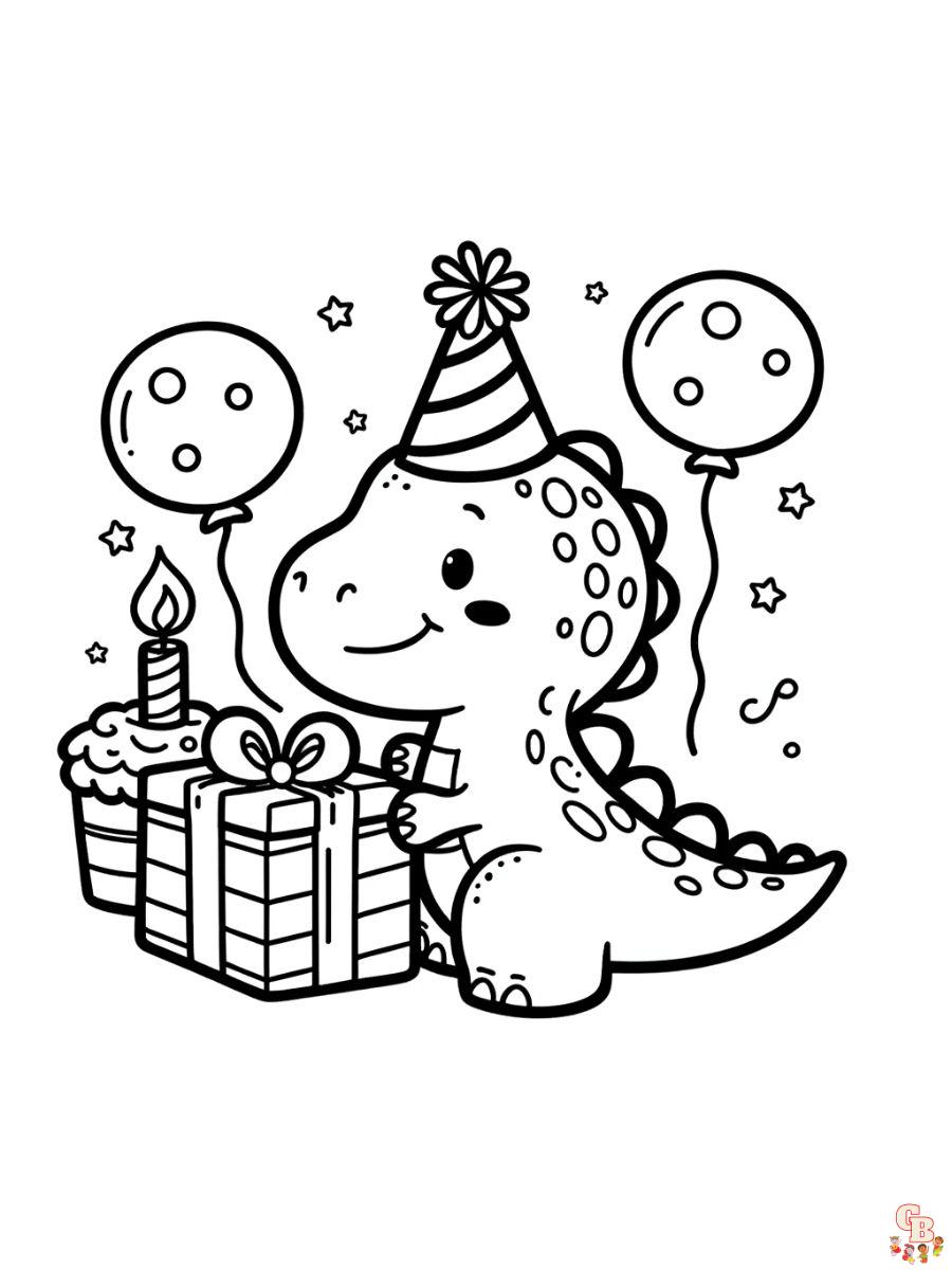 dinosaur happy birthday coloring pages