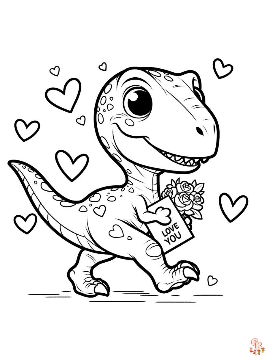 dinosaur valentine coloring page