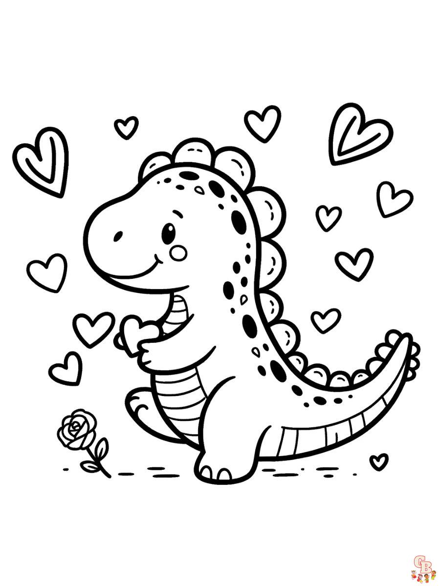 dinosaur valentine coloring pages