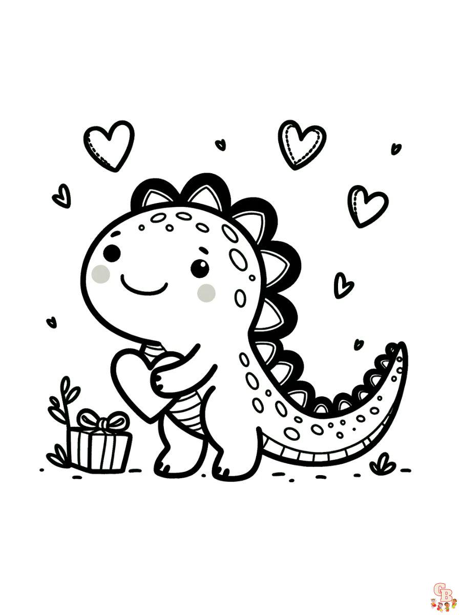 dinosaur valentines coloring pages