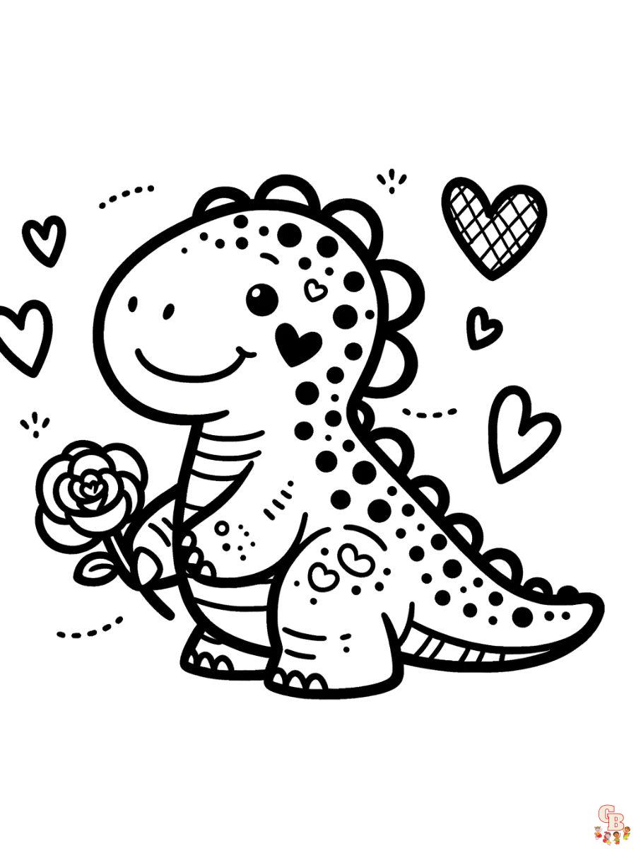 dinosaur valentines day coloring pages