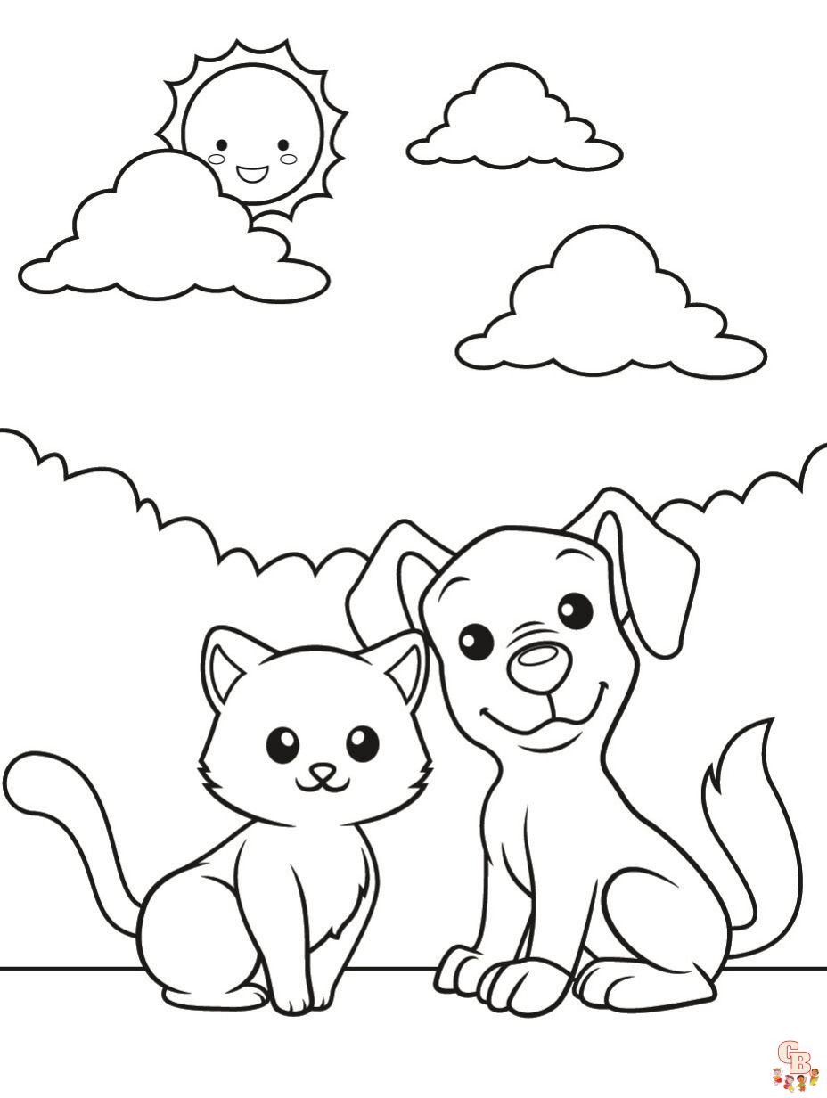 dog and cat coloring pages