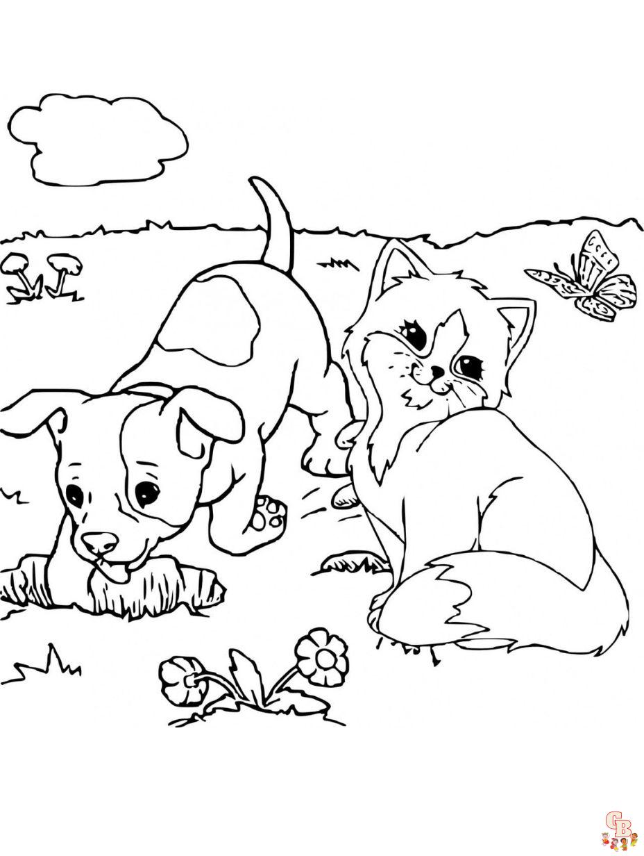 dog cat coloring pages