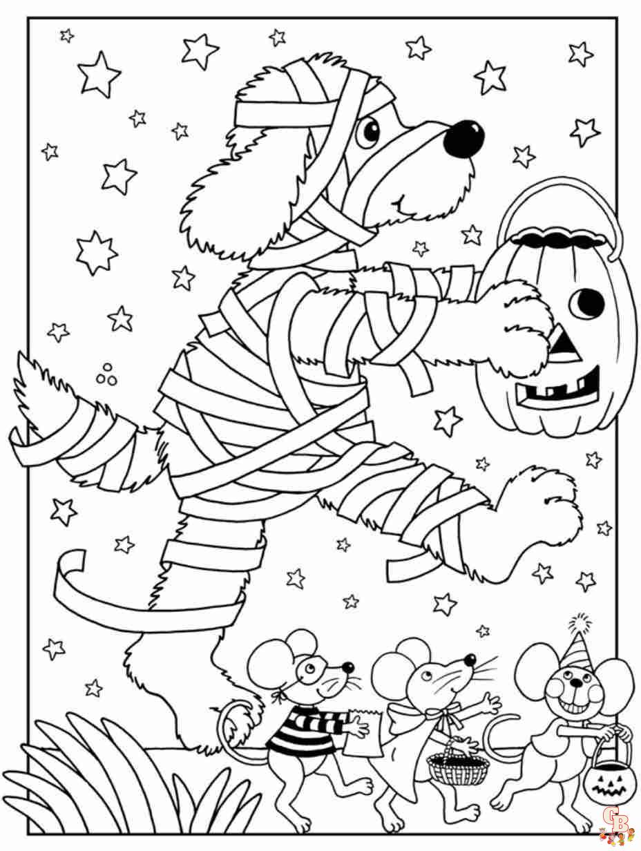 dog halloween coloring pages