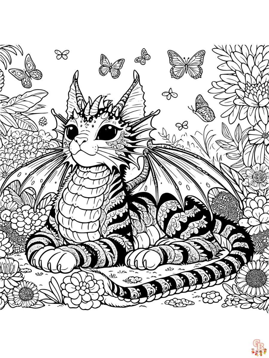 dragon cat coloring page