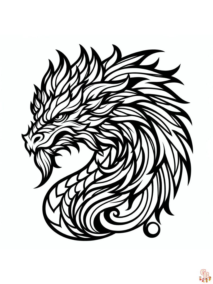 dragon head coloring pages easy