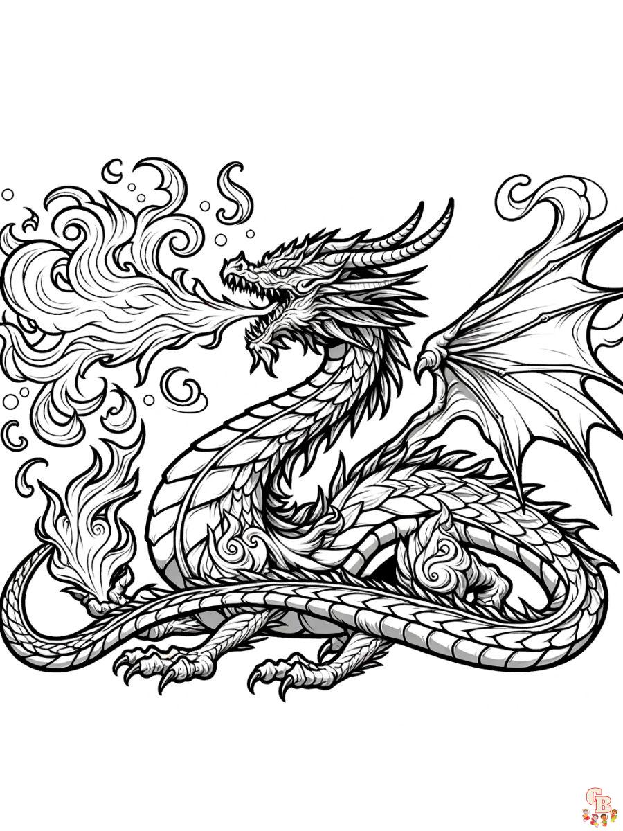 dragon with fire coloring pages