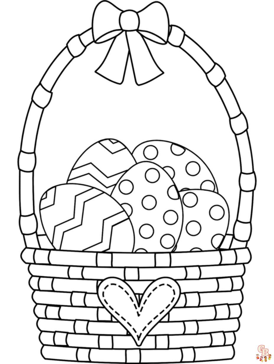 easter basket with eggs coloring page