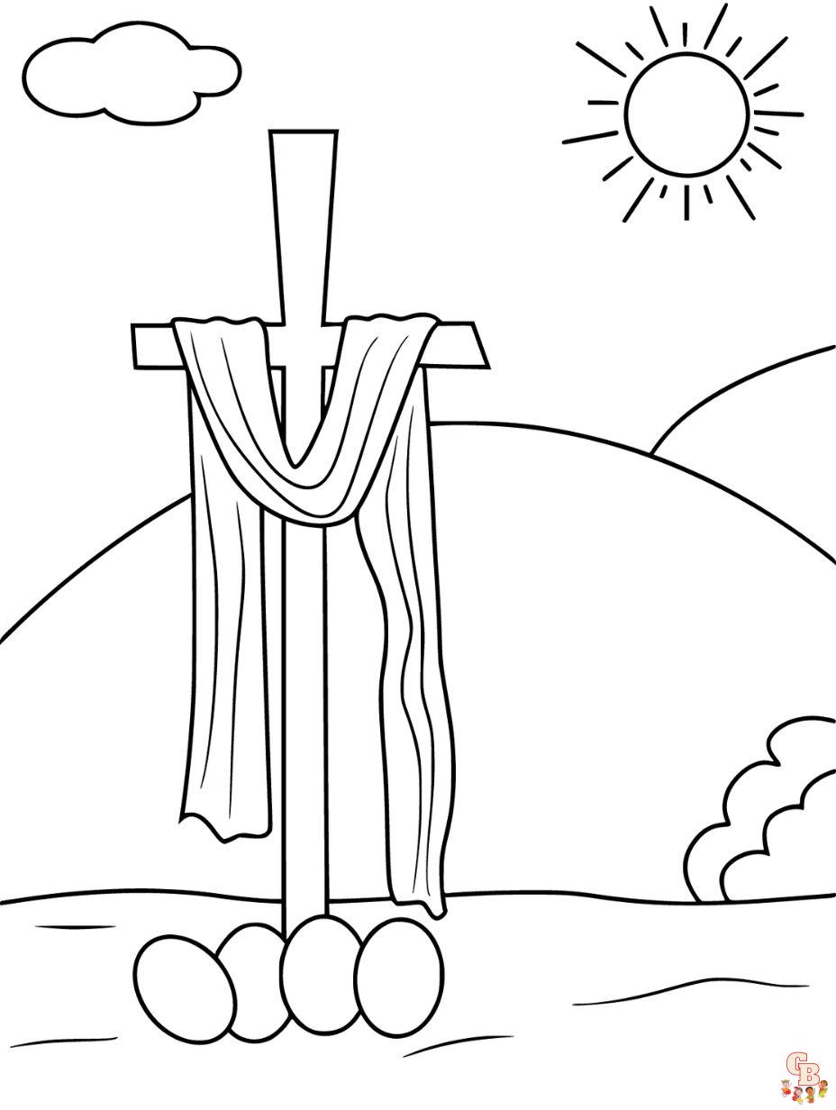 easter cross coloring page