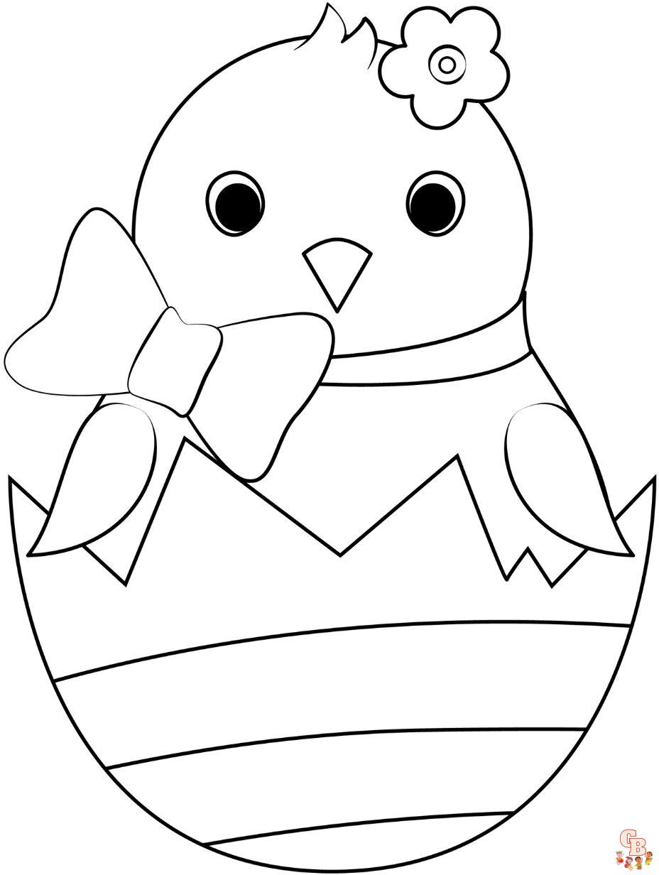 easter egg chick coloring page