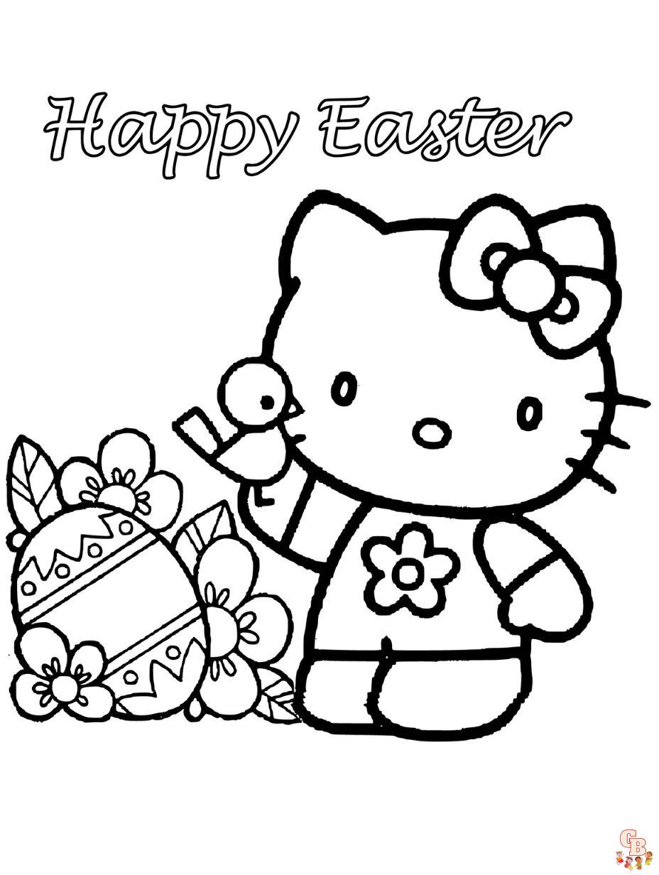 easter hello kitty coloring pages