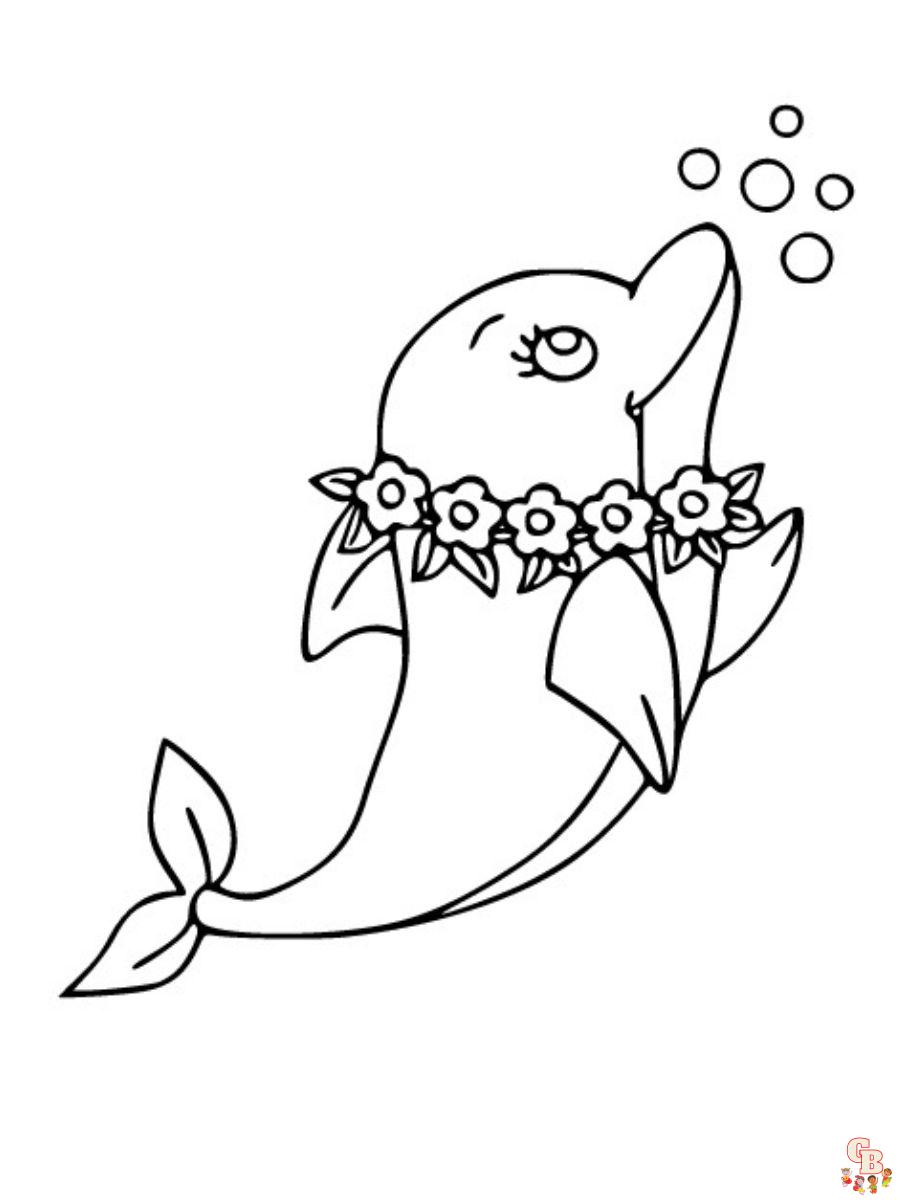 easy animal coloring pages dolphine